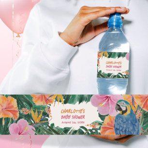 Étiquette Pour Bouteilles D'eau Baby Shower Jungle de Perroquet Tropical Exotique