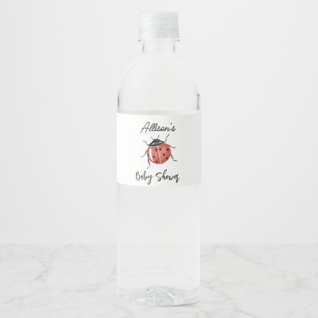 Étiquette Pour Bouteilles D'eau Baby shower Ladybug mignon (Devant)