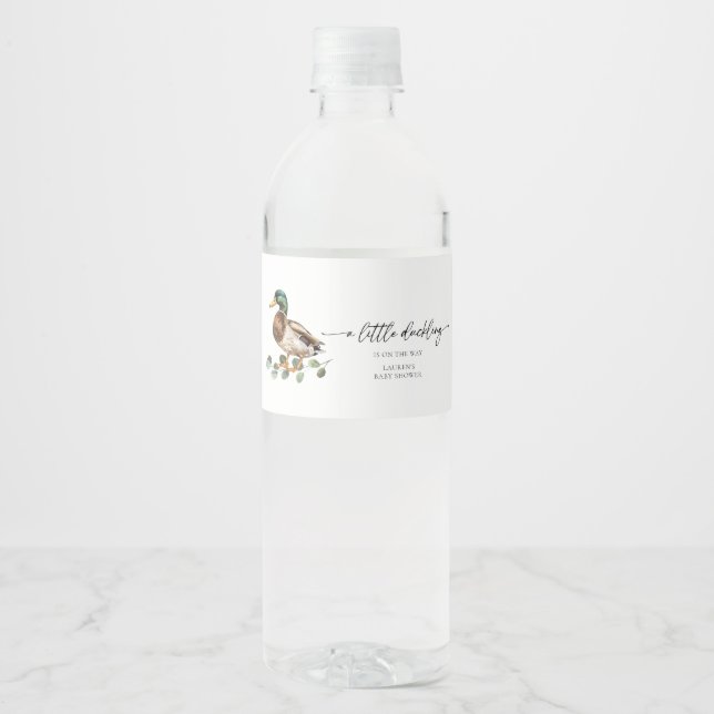 Étiquette Pour Bouteilles D'eau Baby shower Mallard Duck (Devant)