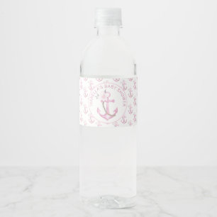Étiquette Pour Bouteilles D'eau Baby shower Nautique Rose
