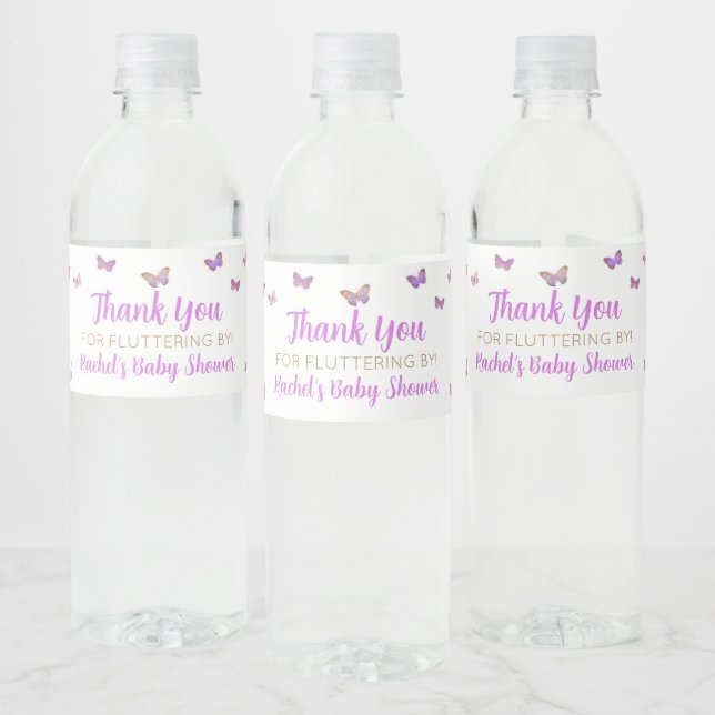 Étiquette Pour Bouteilles D'eau Baby shower papillon pourpre Favoriser (Bouteilles)