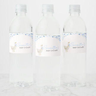 Étiquette Pour Bouteilles D'eau Baby Shower Petite Oie Rigolote Bleue