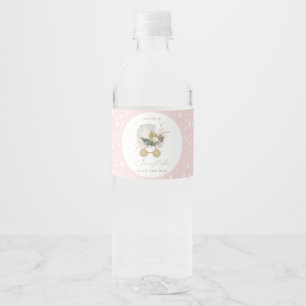 Étiquette Pour Bouteilles D'eau Baby shower rose Little Snowflake