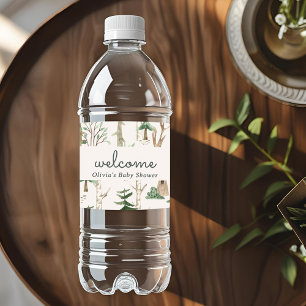 Étiquette Pour Bouteilles D'eau Baby Shower Rustique de la Forêt d'Hiver