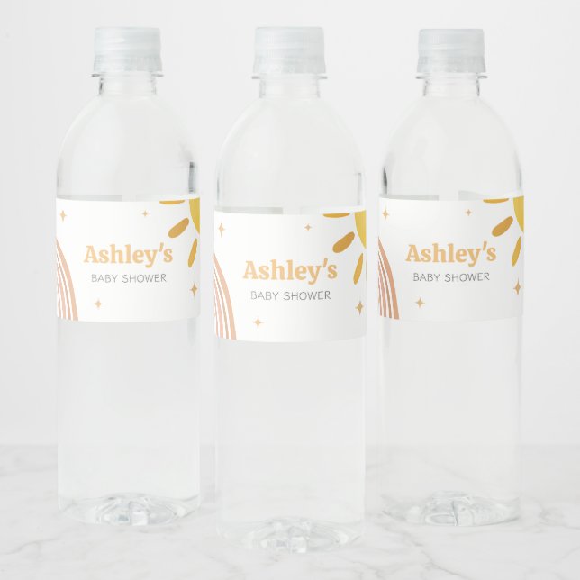 Étiquette Pour Bouteilles D'eau Baby shower Sunshine Boho Retro (Bouteilles)