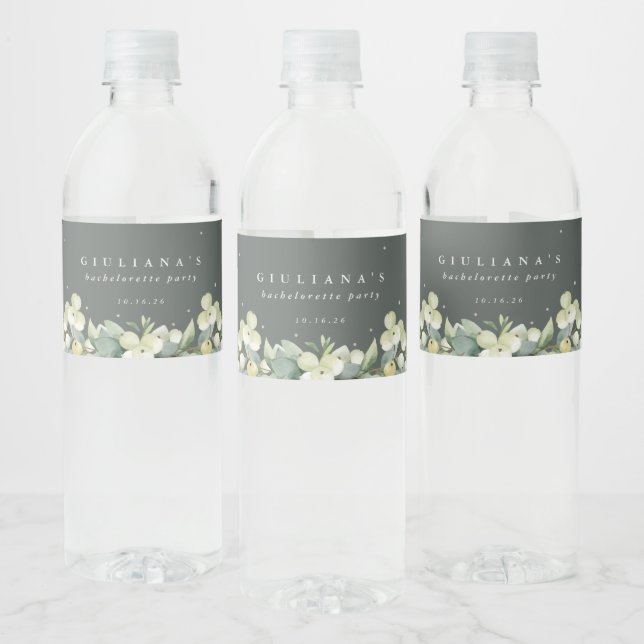 Étiquette Pour Bouteilles D'eau Bachelorette/Douche Eucalyptus & Snowberry Vert (Bouteilles)