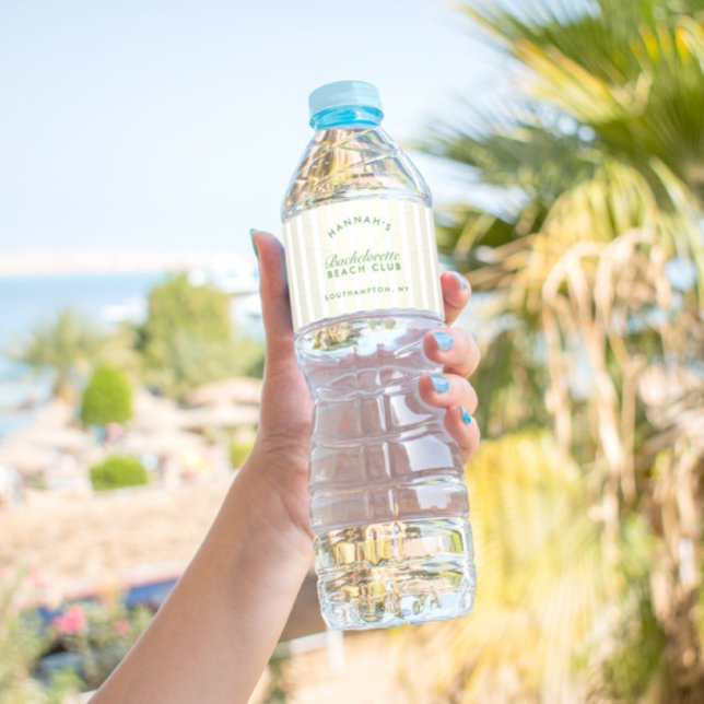 Étiquette Pour Bouteilles D'eau Bachelorette Retro Jaune & Vert Personnalisé (Bachelorette Retro Yellow & Green Personalized Water Bottle Label)