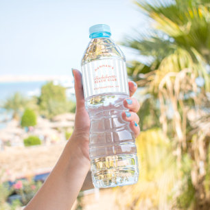 Étiquette Pour Bouteilles D'eau Bachelorette Retro Moderne Rouge & Bleu Personnali