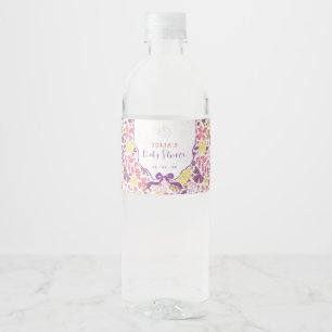 Étiquette Pour Bouteilles D'eau Bain de bébé esquisse au crayon de fleur gribouill