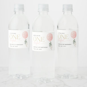 Étiquette Pour Bouteilles D'eau Balcon rose, Eucalyptus, Verdure, Premier Annivers