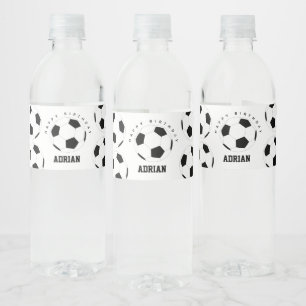 Étiquette Pour Bouteilles D'eau Balle de football personnalisée avec nom et annive