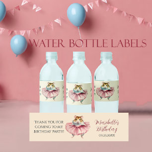 Étiquette Pour Bouteilles D'eau Ballerina Hamster Girls Birthday Party