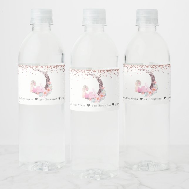 Étiquette Pour Bouteilles D'eau Ballerina Moon Parties scintillant Anniversaire Pe (Bouteilles)