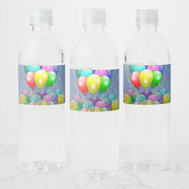 Étiquette Pour Bouteilles D'eau Ballons et Confettis (Bouteilles)