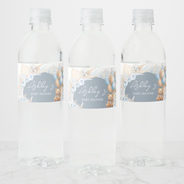 Étiquette Pour Bouteilles D'eau Ballotte d'ours bleu Boho (Bouteilles)