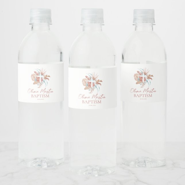 Étiquette Pour Bouteilles D'eau Baptême bohème Boho Fleurs Christening (Bouteilles)