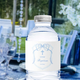 Étiquette Pour Bouteilles D'eau Baptême de crête de mât bleu clair