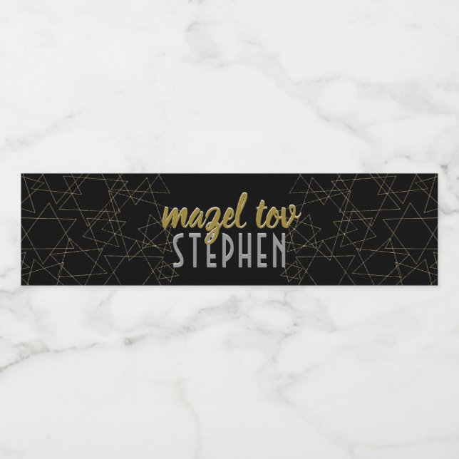 Étiquette Pour Bouteilles D'eau Bars BM Bat mitzvah Gold Stars (Étiquettes simples)