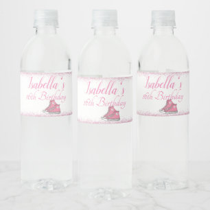 Étiquette Pour Bouteilles D'eau Basket Anniversaire, Parties scintillant douce 16
