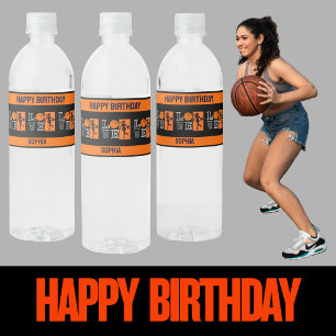 Étiquette Pour Bouteilles D'eau Basket-ball Anniversaire, Joueuse de basket-ball