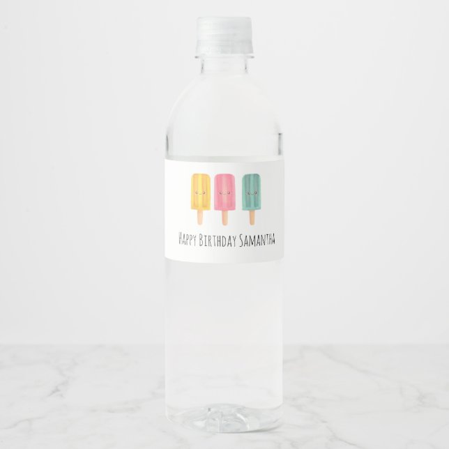 Étiquette Pour Bouteilles D'eau Bâtonnets de glace d'été (Devant)