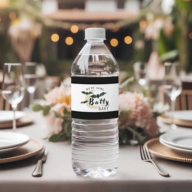 Étiquette Pour Bouteilles D'eau Batty Automne pour bébé Baby shower chauves-souris (Créateur téléchargé)