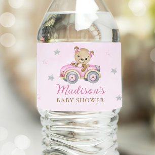 Étiquette Pour Bouteilles D'eau Bearly Wait Teddy Ours Rose Girl Baby shower