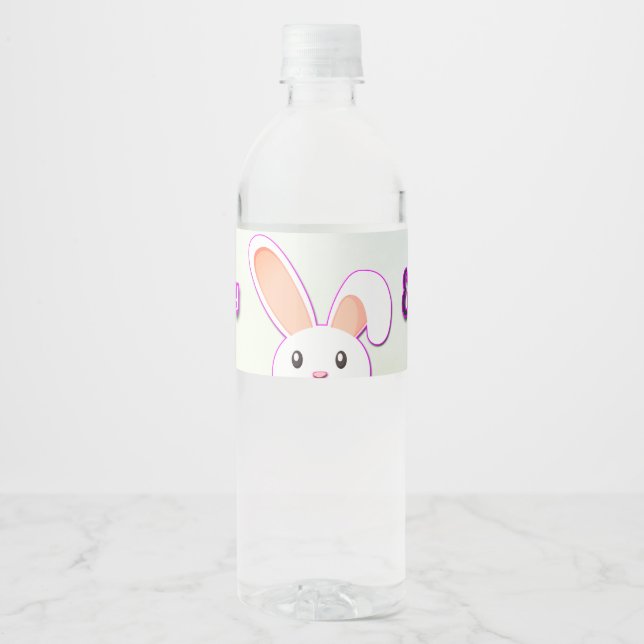 Étiquette Pour Bouteilles D'eau Beau lapin de Pâques 2 (Devant)