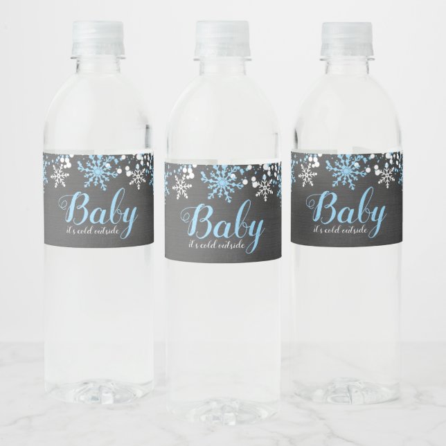 Étiquette Pour Bouteilles D'eau Bébé son froid dehors neige Baby shower garçon d'h (Bouteilles)