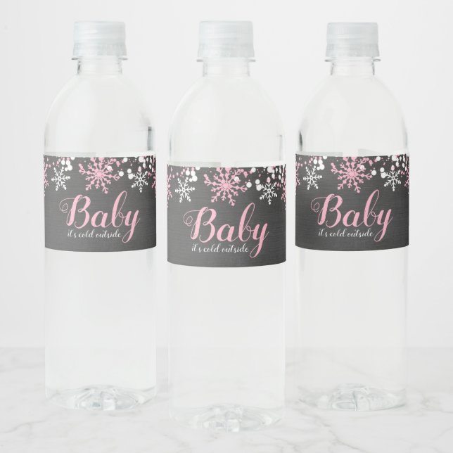 Étiquette Pour Bouteilles D'eau Bébé son froid dehors neige hiver Baby shower fill (Bouteilles)