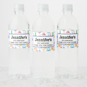 Étiquette Pour Bouteilles D'eau Béchers et flacons Fun Science Motif Anniversaire