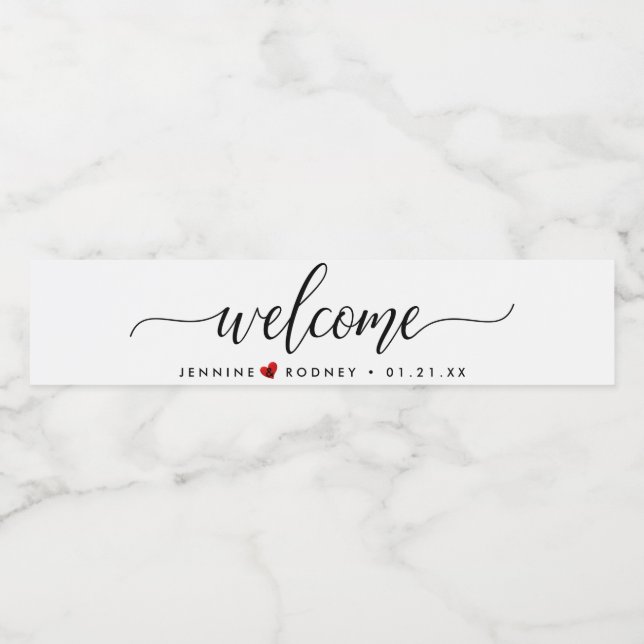 Étiquette Pour Bouteilles D'eau Bienvenue d'événement Chic+Modern Brush Script (Étiquettes simples)