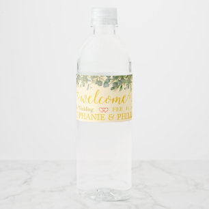 Étiquette Pour Bouteilles D'eau Bienvenue Green Eucalyptus Foliage Mariage Water B