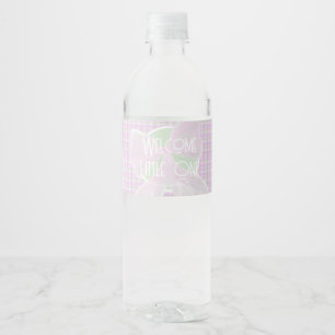 Étiquette Pour Bouteilles D'eau Bienvenue Little One nœud rose à carreaux