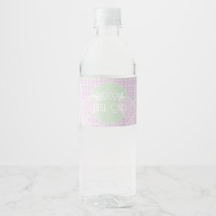Étiquette Pour Bouteilles D'eau Bienvenue Petits Jumeaux - Ruban rose à carreaux