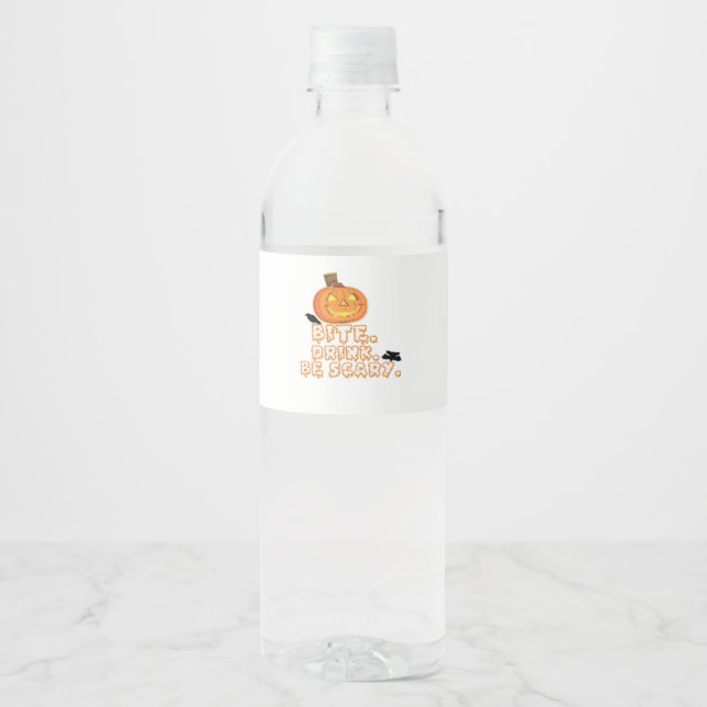 Étiquette Pour Bouteilles D'eau Bite Drink Be Effrayant Halloween (Devant)