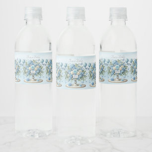 Étiquette Pour Bouteilles D'eau Bleu Blanc Floral Vase Étiquette bouteille d'eau