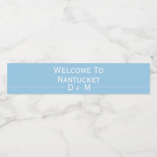 Étiquette Pour Bouteilles D'eau Bleu Clair Bienvenue À Notre Mariage (Étiquettes simples)