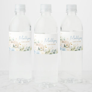 Étiquette Pour Bouteilles D'eau Bleu Floral Sweet Petit Baby shower Citrouille
