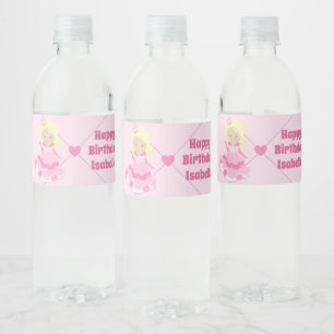 Étiquette Pour Bouteilles D'eau Blonde Princess Cute Personnalisé rose fête d'anni