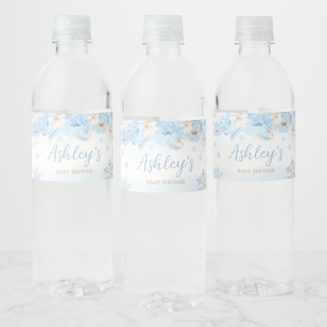 Étiquette Pour Bouteilles D'eau Blue A Little Snowflake Baby shower (Bouteilles)