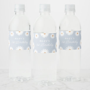 Étiquette Pour Bouteilles D'eau Blue Boho Daisy fête d'anniversaire
