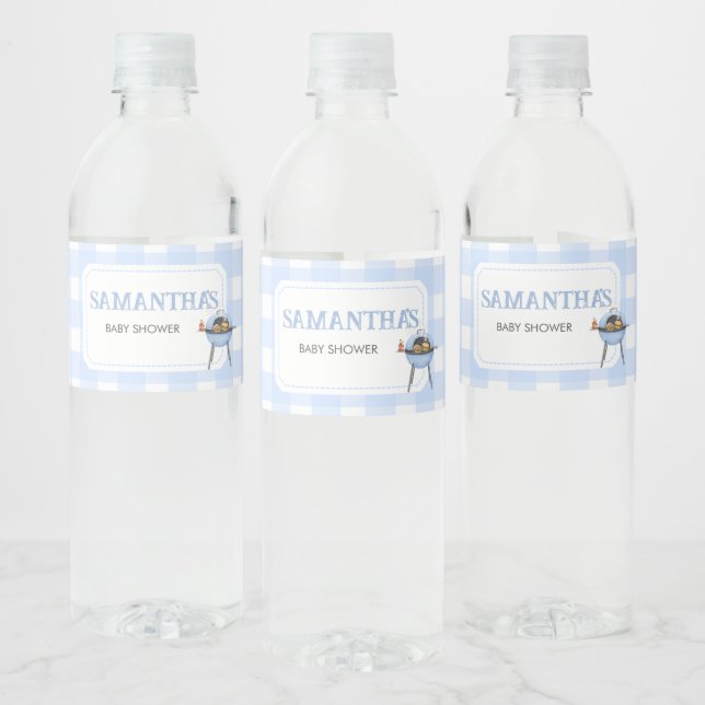 Étiquette Pour Bouteilles D'eau Blue Burger BBQ Baby Shower (Bouteilles)