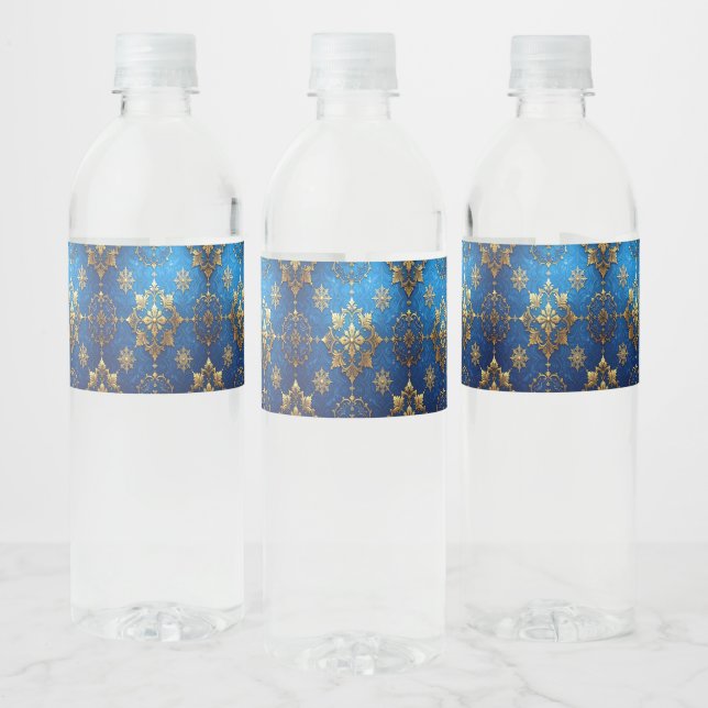 Étiquette Pour Bouteilles D'eau Blue Decorative Holiday (Bouteilles)