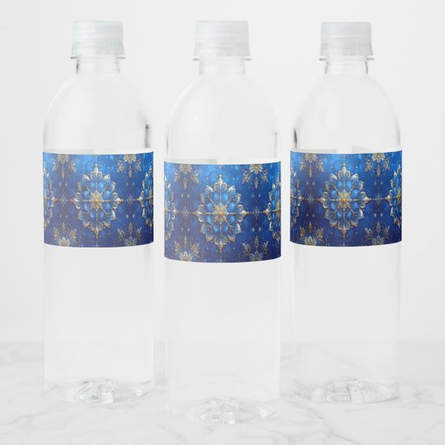 Étiquette Pour Bouteilles D'eau Blue Decorative Holiday (Bouteilles)