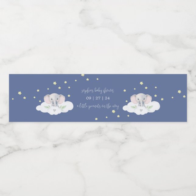 Étiquette Pour Bouteilles D'eau Blue Elephant Boy Baby shower bouteille d'eau Étiq (Étiquettes simples)