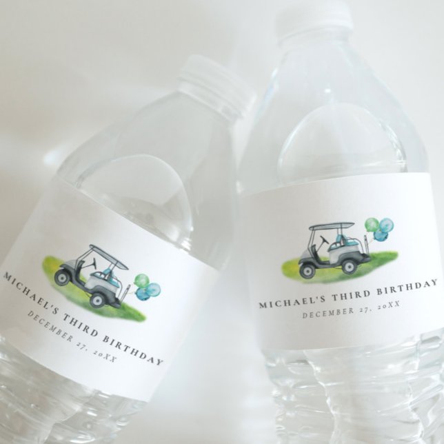 Étiquette Pour Bouteilles D'eau Blue Golf Birthday Par tee (Créateur téléchargé)