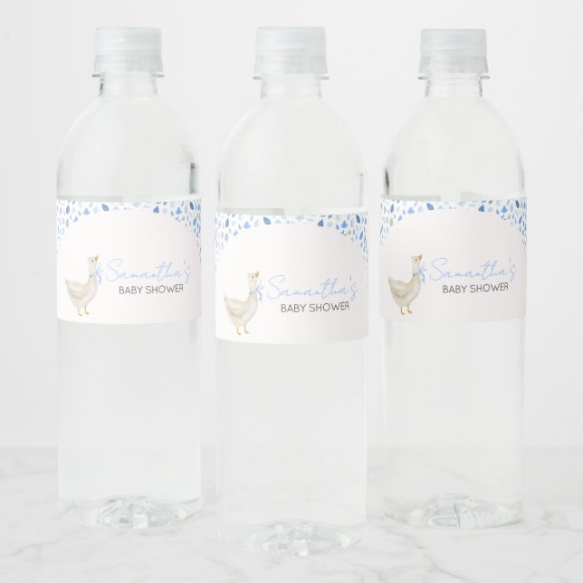 Étiquette Pour Bouteilles D'eau Blue Little Silly Goose Baby Shower (Bouteilles)