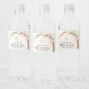 Étiquette Pour Bouteilles D'eau Boho Aquarelle Floral Fête des mariées Arc Moderne