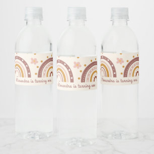 Étiquette Pour Bouteilles D'eau Boho Fille à l'arc-en-ciel en terre cuite 1er anni